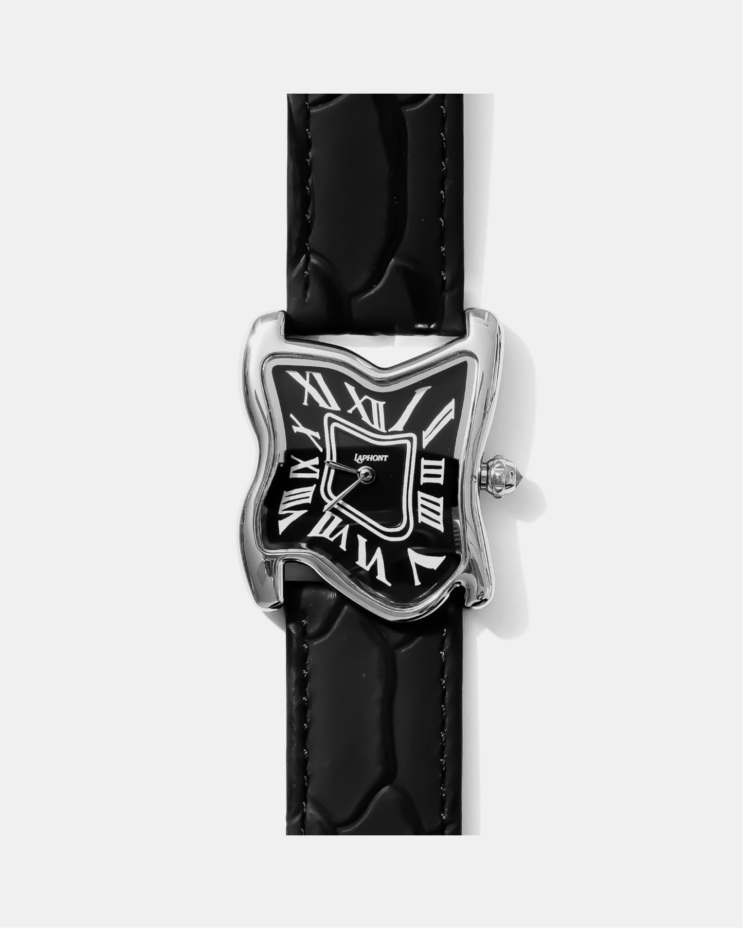 Square Melting Watch Silver Large Black Dial Edition