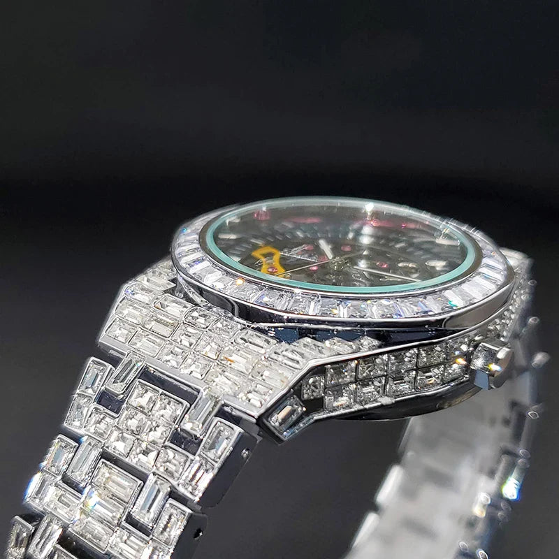 ICED OUT MARQUIS SKELETON BAGUETTE WATCH
