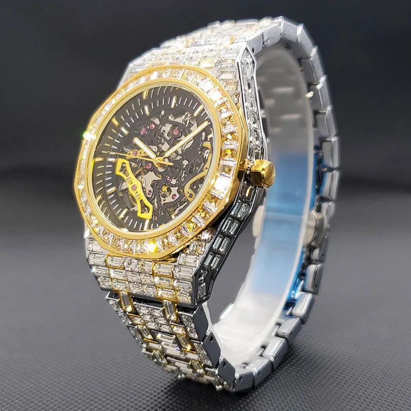 ICED OUT MARQUIS SKELETON BAGUETTE WATCH