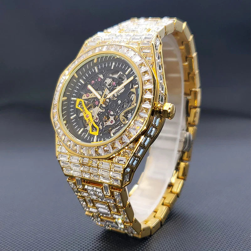ICED OUT MARQUIS SKELETON BAGUETTE WATCH