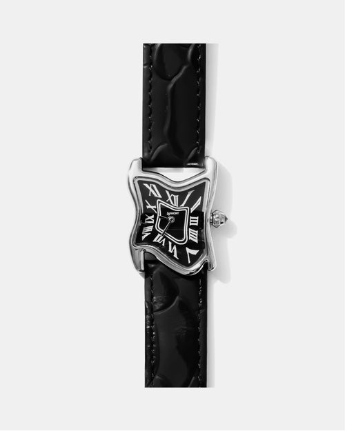 Square Melting Watch Silver Small Black Dial Edition