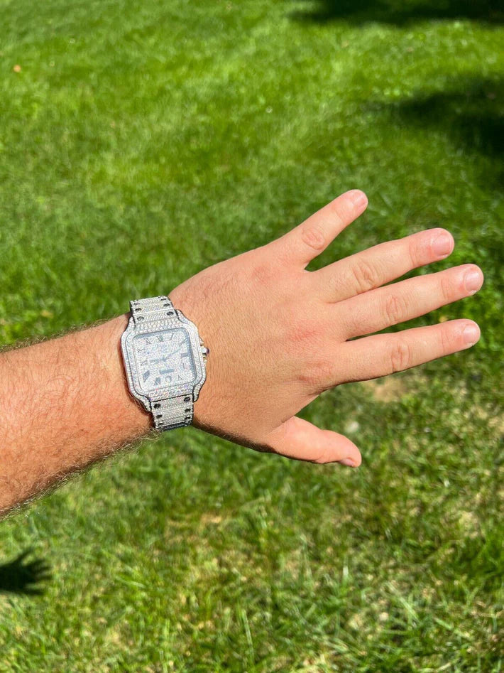 ICED OUT WATCH SQUARE ARABIC DIAL